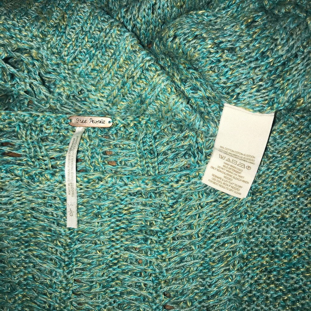 Free People Turquoise Open Knit Crop Sweater - Picture 6 of 7